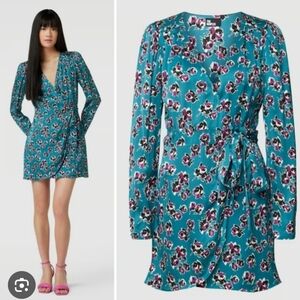 The Kooples Blue Floral Print Mini Dress Size 0
